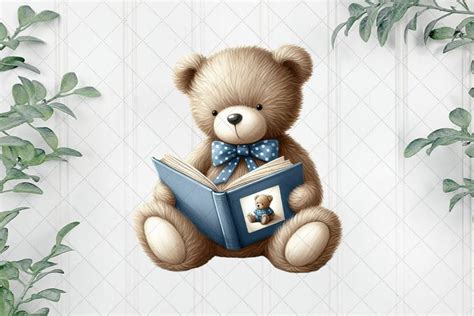 Little Teddy Bear Reading Book Clipart