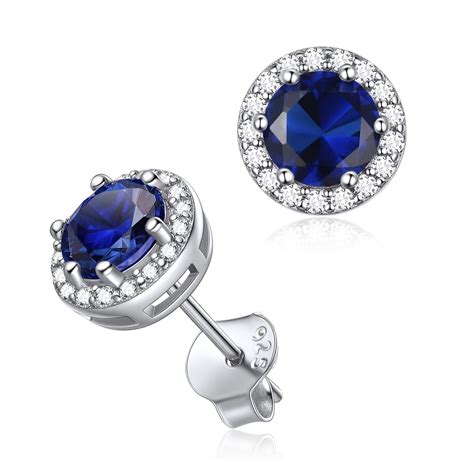 Chicsilver Round Birthstone Stud Earrings For Women Sterling Silver