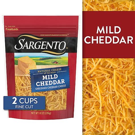 Sargento Shredded Mild Cheddar Cheese 8 Oz Gourmet