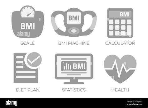 Calcul De Lindice De Masse Corporelle De Limc Icône Grise De Lillustration Avec Machine De L