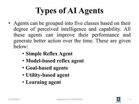 Ai3391 Artificial Intelligence Session 2 Types Of Agent Pptx