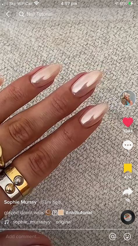 Chrome Hayley Bieber Glazed Donut Nails In 2022 Hello Nails Nails