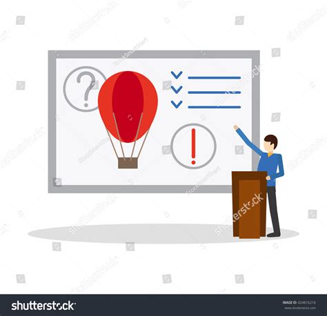 Business Presentation Flat Icon Businessman Presenting Stock Vector