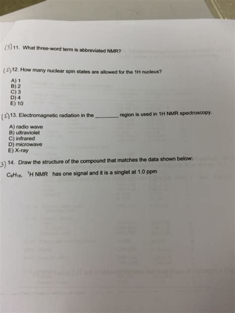 Solved What three-word term is abbreviated NMR? How many | Chegg.com