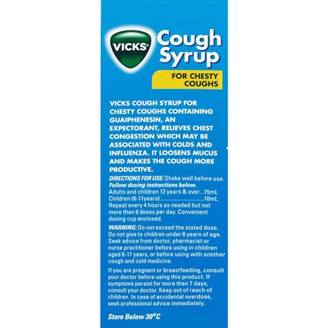 Vicks Cough Syrups Syrup For Chesty Cough 180ml | Woolworths