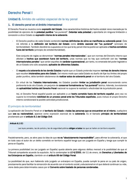 Unidad Mbito De Validez Espacial De La Ley Penal Derecho Penal I