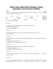 Daa Docx Rabin Karp Algorithm Multiple Choice Questions And Answers