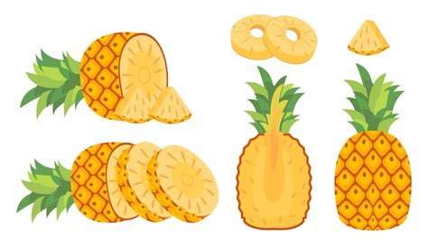 Premium Vector | Collection set of cartoon fruit pineapple object