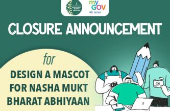 Closure Announcement For Design A Mascot For Nasha Mukt Bharat Abhiyaan