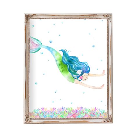 Kids Bathroom Art Mermaid Decor Mermaid Print Mermaid Room | Etsy