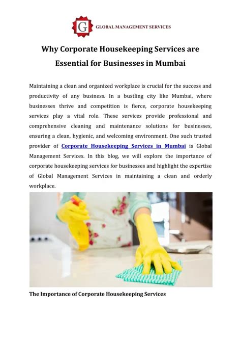 Ppt Why Corporate Housekeeping Services Are Essential For Businesses