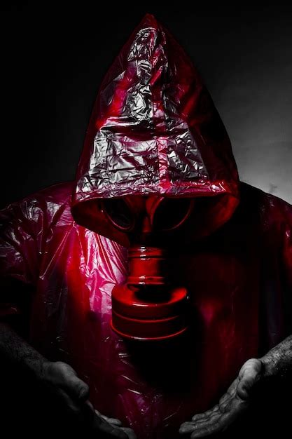 Premium Photo Toxic Military Concept Man With Red Gas Mask