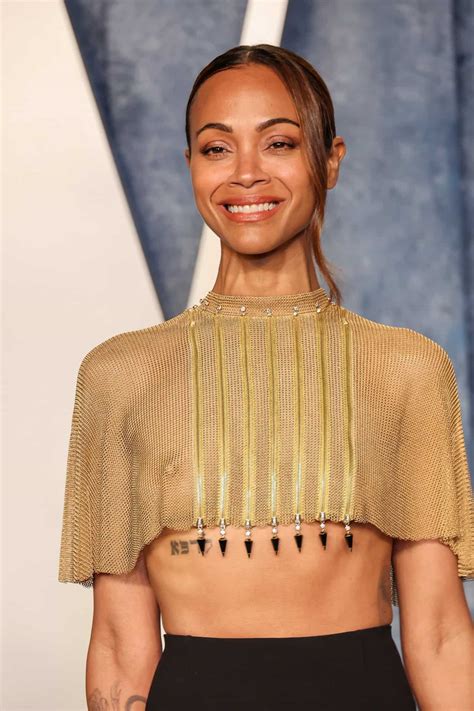 Zoe Saldana See Through To Nipples At The Vanity Fair Oscar Party