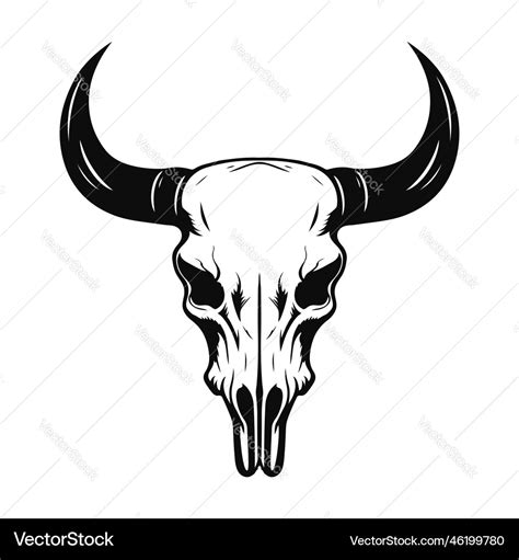 Cow Skull Black And White Silhouette Royalty Free Vector