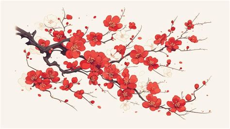 Premium Vector | Chinese plum tree patterns with elegant branches