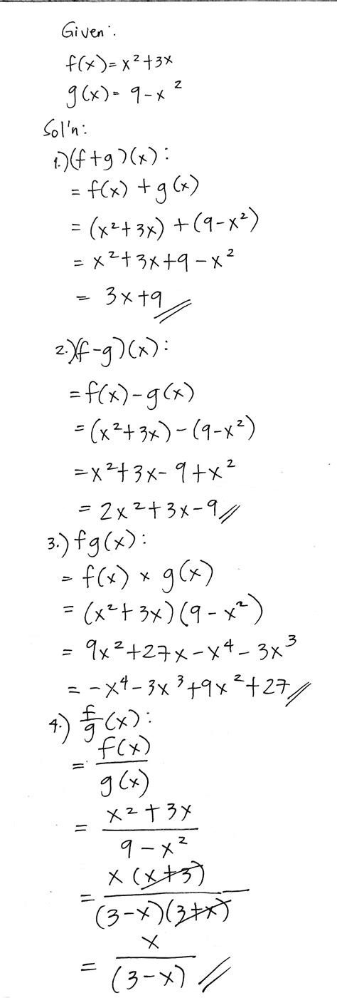 [solved] Given F X X2 3x And G X 9 X2 Find F G F G