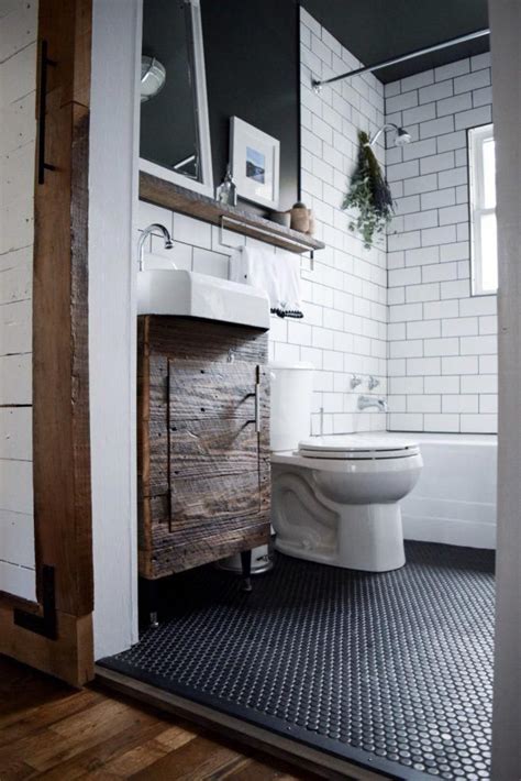 Black And White Penny Tile Bathroom Decoomo