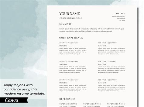 White Resume Template Cover Letter Template Minimal Resume - Etsy