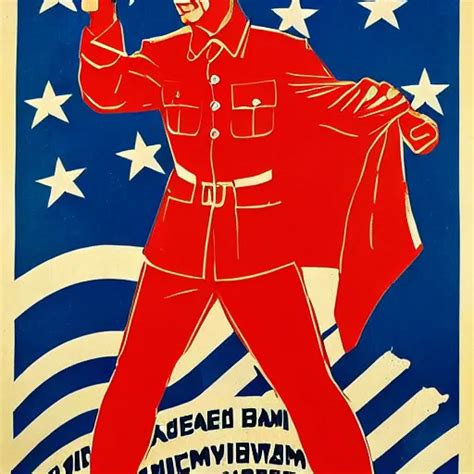 Communist Propaganda Poster Portraying Ronald Reagan Stable Diffusion