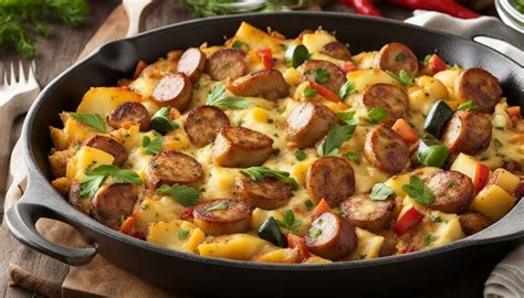 Easy Cheesy Sausage And Potato Skillet Recipe