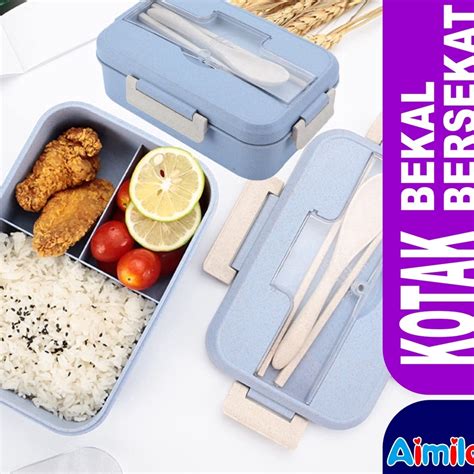 Jual Dijual Lunch Box Set Kotak Bekal Makan Jerami Gandum Kotak Makan