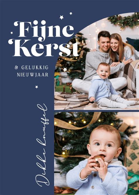 Kerstkaart Foto S Boog Fijne Kerst Goud Kaartje Go