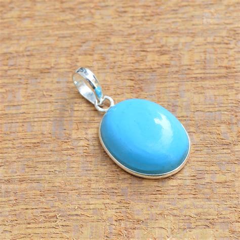 Synthetic Arizona Turquoise Pendant Sterling Silver Pendant Etsy