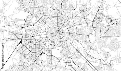 Monochrome City Map With Road Network Of Berlin Stock Illustration