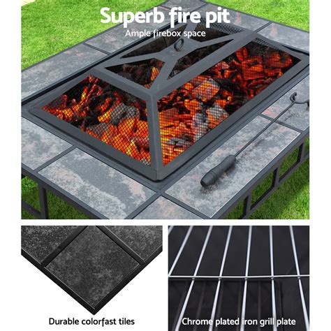 Grillz Outdoor Fire Pit Bbq Table Grill Fireplace With Ice Tray