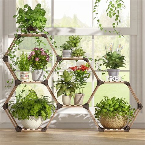 Plant Stand Indoor Outdoor Hexagonal Plant Stand For Multiple Plants Indoor Large