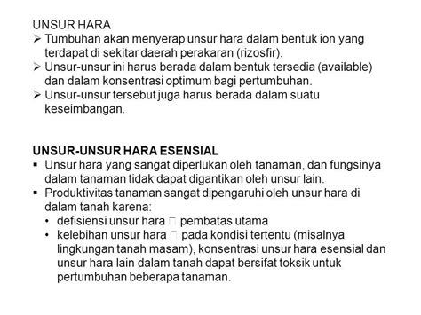 Unsur Hara Esensial Essential Plant Nutrients Unsur Hara Tumbuhan Akan