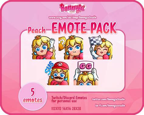 PRINCESS PEACH Emotes Cute Art Super Mario Bros Emotes Peach Emote