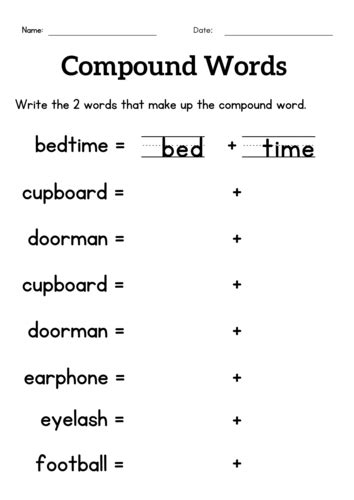 Compound Words Worksheet For Grade 1 Or 2 Compound Words Activity