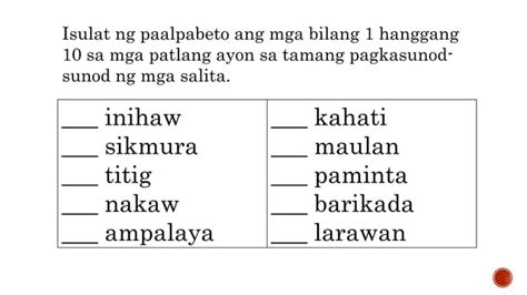 Pagsusunod Sunod Nang Paalpabeto Ng Mga Salita Ppt