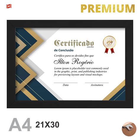 Quadro Moldura A X Cm Certificado Diploma Alvar Curso H Clip Color