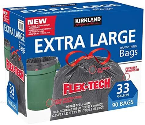 Kirkland Signature Flex Tech Bolsa De Basura De 33 Galones 90