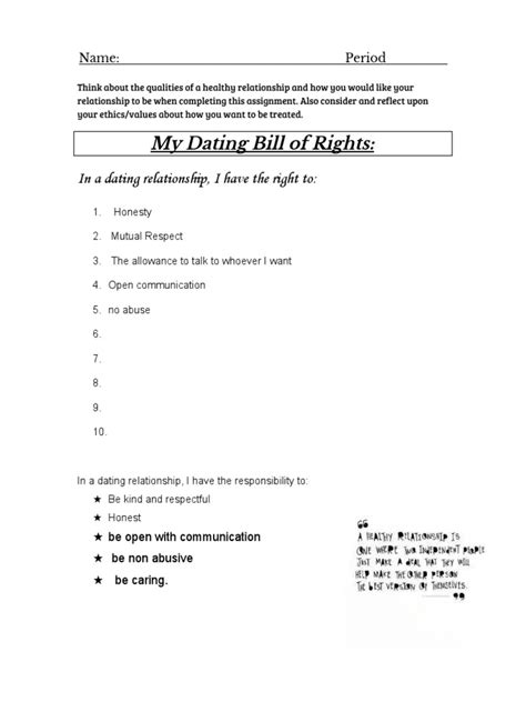 Dating Bill Of Rights Template Pdf