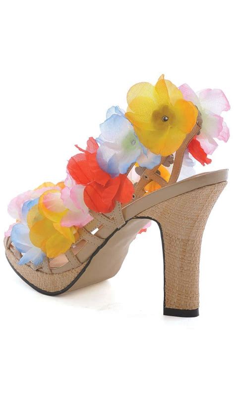 Hawaiian Womens High Heel Shoes Tropical Hawaiian Costume Shoes