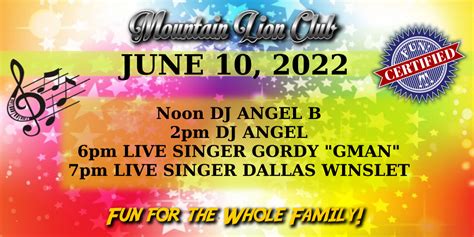 JUNE 10th @ MOUNTAIN LION CLUB & AMUSEMENT PARK! - Upcoming Events and ...