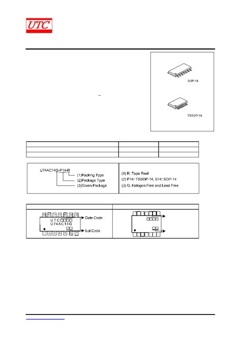 U Ac G S R Datasheet Pages Utc Hex Schmitt Trigger Inverter