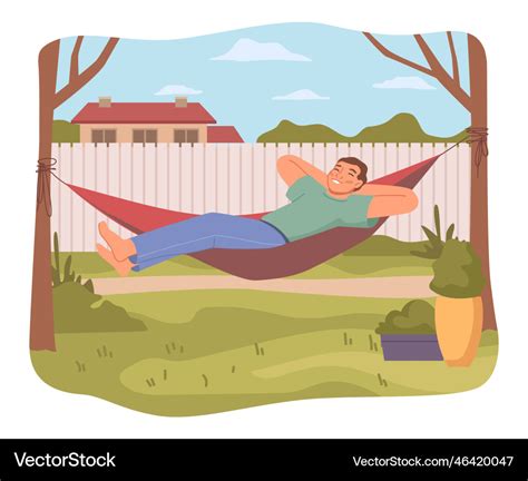 Man In Hammock Lying And Smiling Royalty Free Vector Image