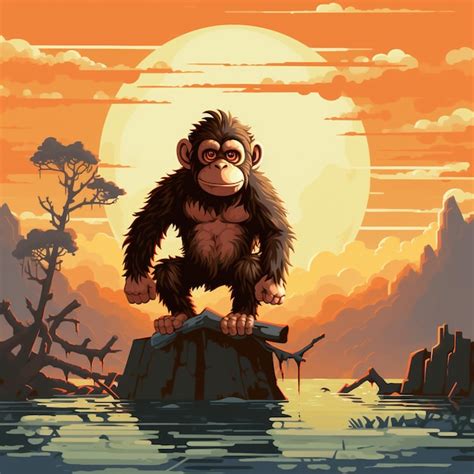 Premium Ai Image A Poster For A Gorilla With A Full Moon In The