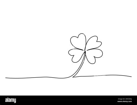 Four Leaf Clover One Line Drawing Vector Illustration Stock Vector Image And Art Alamy