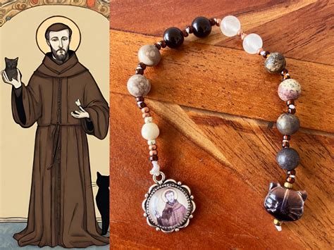 St Francis Of Assisi Novena Chaplet For Cats With Gemstone Beads And Hand Crafted Medal Etsy