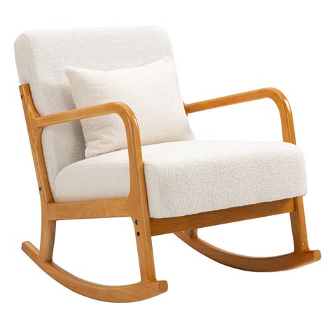 Nordlys Rocking Chair Chaise A Bascule Scandinave Tissu Hevea Blanc