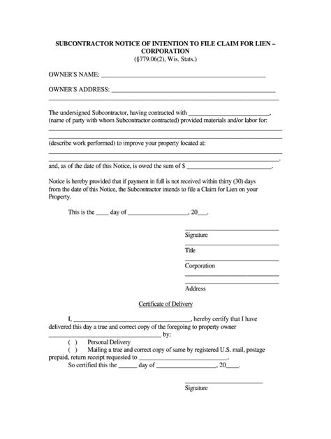 Notice Of Intent To Lien Form 2 Complete Legal Document Online Us