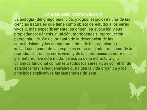 Biologa Conceptos Bsicos LA BIOLOGA COMO CIENCIA La