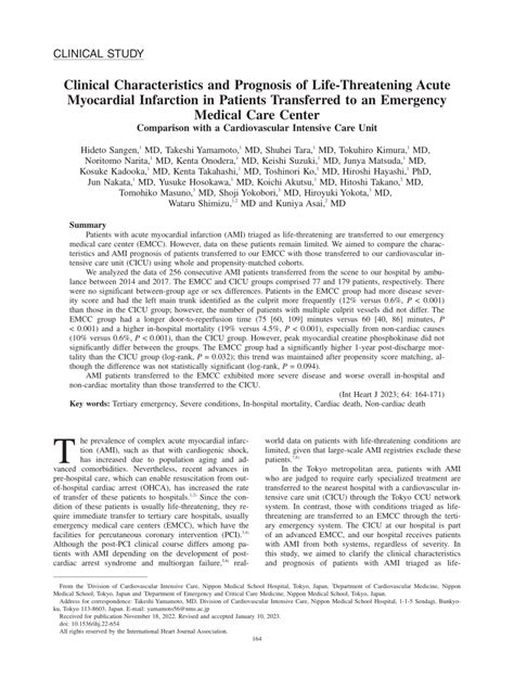 PDF Clinical Characteristics And Prognosis Of Life Threatening Acute