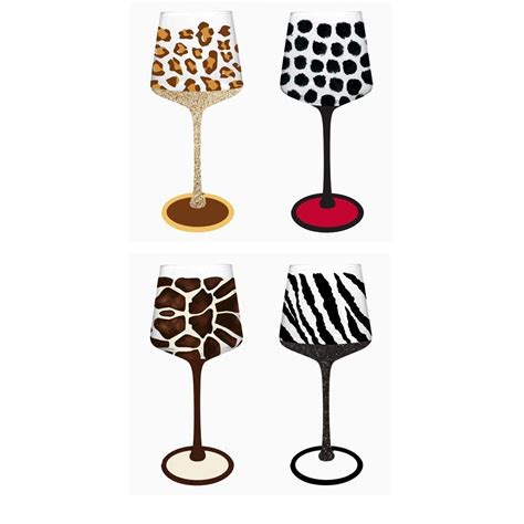 4 Piece Animal Print Wine Glass Set Wine Glass Set Wine Glass Glass