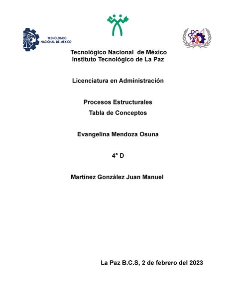 Tabla De Conceptos Tecnol Gico Nacional De M Xico Instituto